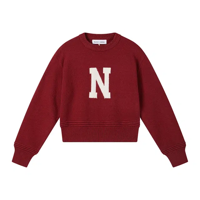 江南先生 美式复古字母套头长短款宽松休闲圆领毛衣针织衫 男女同款