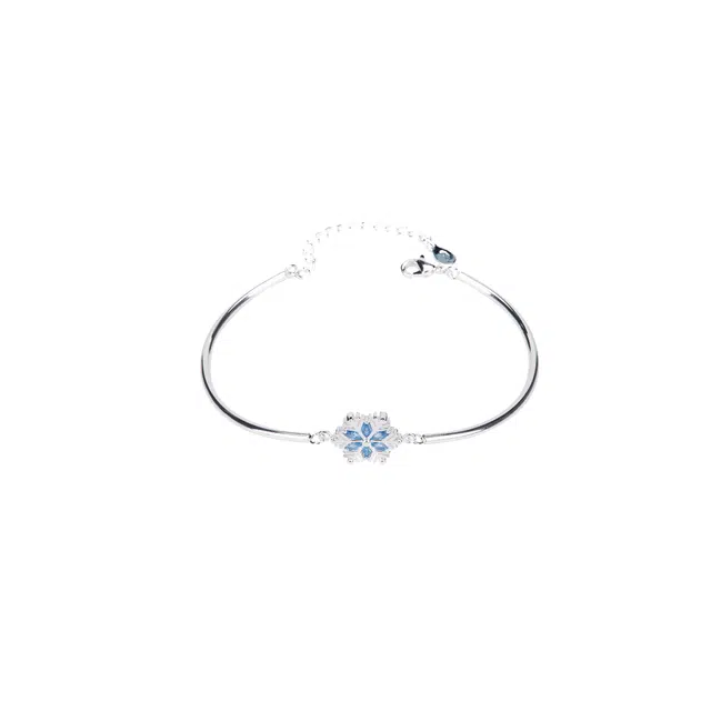 聆听花开 蓝色雪花手饰 小众设计轻奢精致高级感简约设计 时尚气质百搭小清新森系新款可调节 锆石 手链 女款