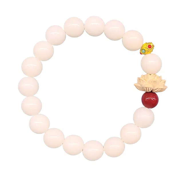 嫒柯 国潮新中式轻奢高级感文玩盘玩佛珠财源广进诸事顺心念珠复古风文艺风大吉大利招财进宝#好运 白玉菩提 手串 男女同款情侣款