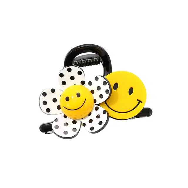 如花梦 花朵笑脸抓夹后脑勺夹子头饰夏天盘发卡 亚克力 发夹 女款