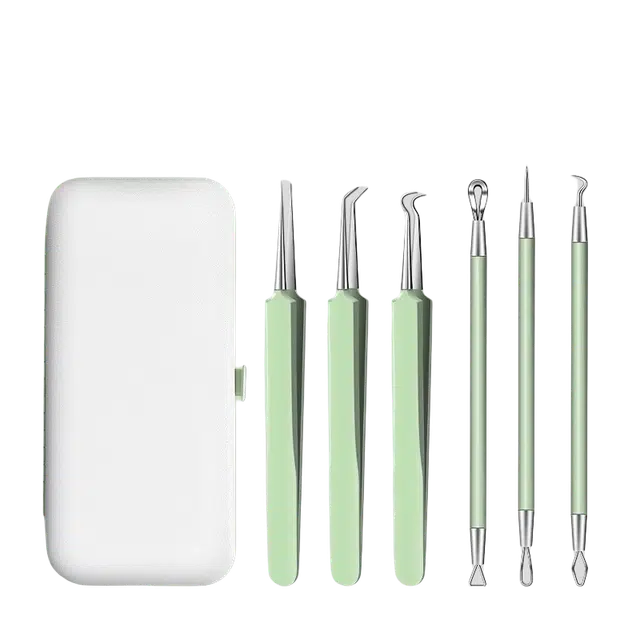 小天籁 德国细胞夹去黑头镊子 美容院专用超细粉刺针套装 挤痘痘工具暗疮针