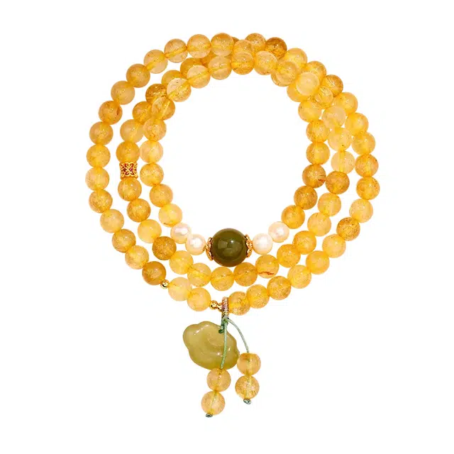 谧月珠宝 前途似锦招财转运吉祥如意祥云顺遂串珠小众设计天然 黄水晶 手串 男女同款情侣款