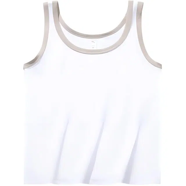 超级安踏 休闲简约拼色条纹套头运动背心 女款 雪花白