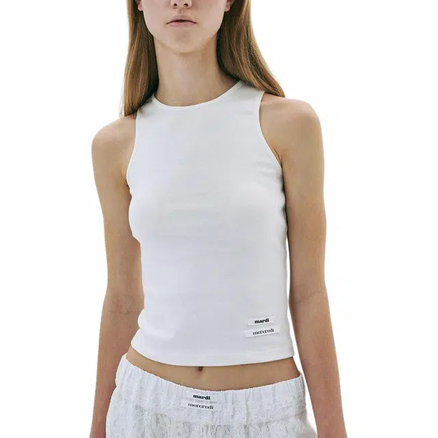 MARDI MERCREDI SS25 BASIC TANK DOUBLE LABEL_IVORY
