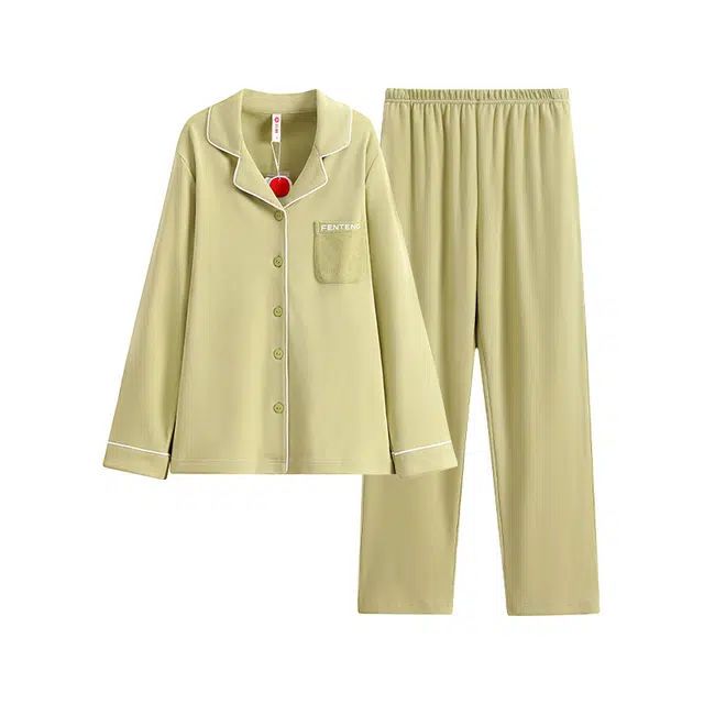 芬腾 长袖开衫薄款休闲大码可外穿家居夏季睡衣套装 女款