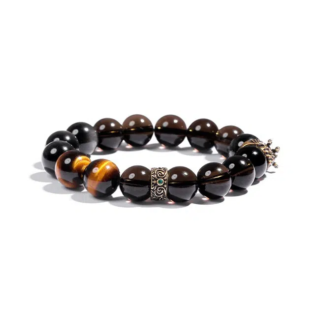 【烟珀】 眰恦 搭配 新中式 轻奢百搭 提升气质 平复情绪好运天然 茶晶 水晶手串 男女同款情侣款