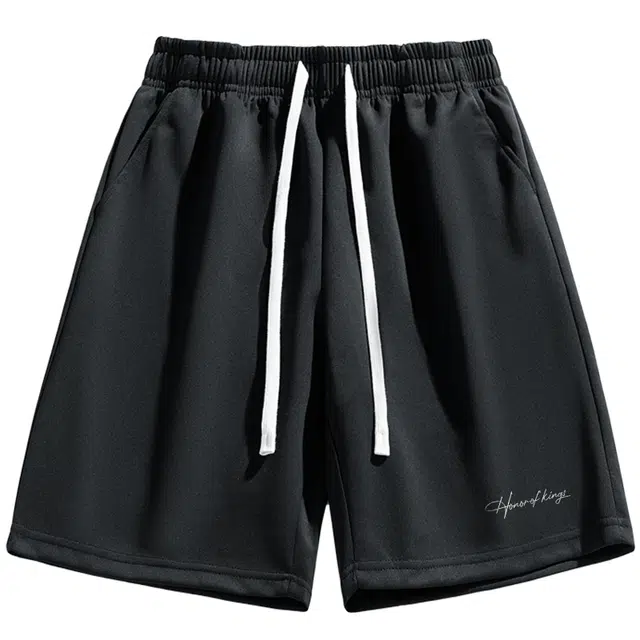 王者荣耀 美式街头复古舒适柔软亲肤纯色多色基础款运动时尚系带休闲短裤 男女同款