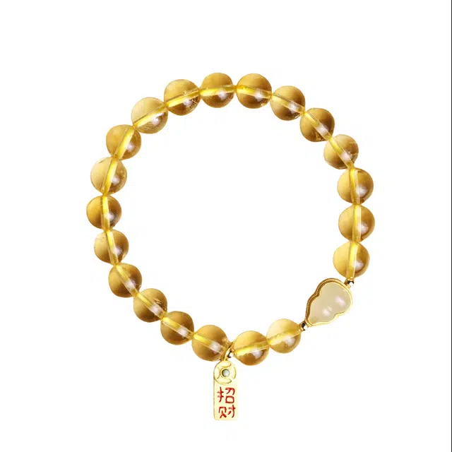 迈奇的礼物 招财暴富 转运 守护 上岸新中式国潮文艺清新甜美复古小众高级气质优雅百搭高颜值爆款天然 黄水晶 手串 男女同款情侣款