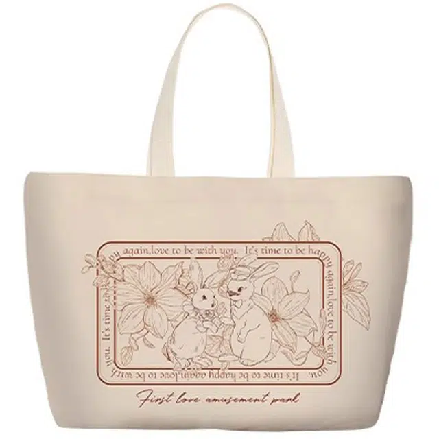 奥松 家用家居初恋游园单肩学生通勤包 绒面科技布 手提包 男女同款情侣款 杏色