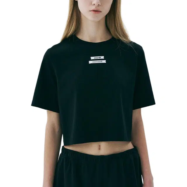 MARDI MERCREDI CROPPED BASIC TSHIRT DOUBLE LABEL SS25T
