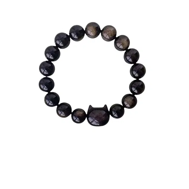 子婳 一对转运猫头小众精致时尚复古高级感 黑曜石 手串 男款