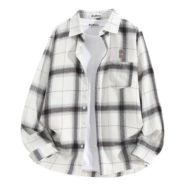 寻星记 融合多风格的宽松透气长袖格子服饰衬衫 男女同款