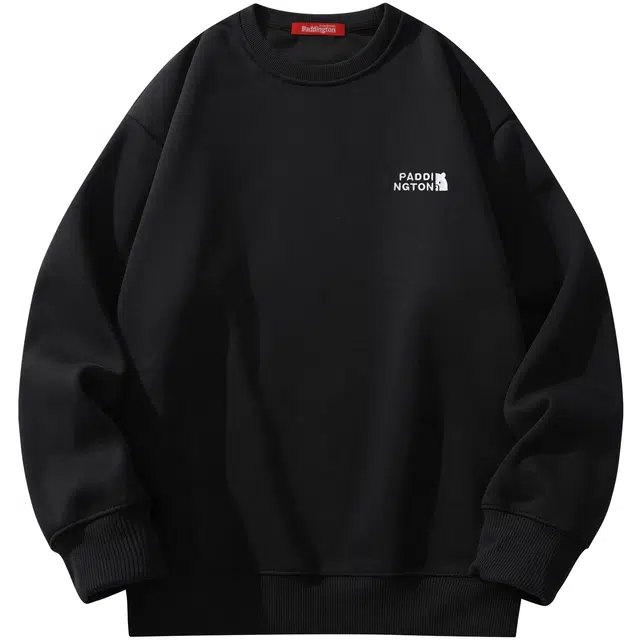 帕丁顿熊 卡通小熊字母刺绣休闲宽松圆领套头重磅卫衣 男女同款