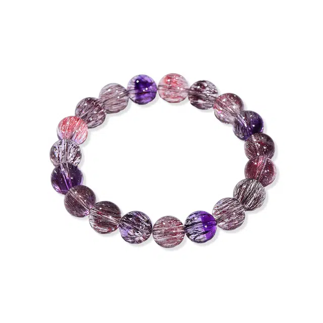 祥燕 高端珍品高净体顺发三轮骨干黑金超氛围感高级手饰天然 超七 水晶手串 男女同款情侣款