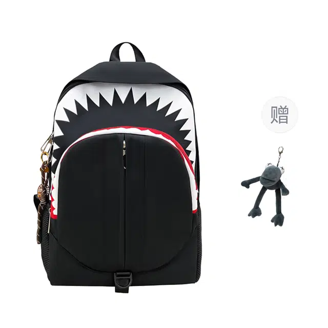 揽月 夜光潮酷鲨鱼个性上课通勤 尼龙 背包书包双肩包 男女同款情侣款 多色