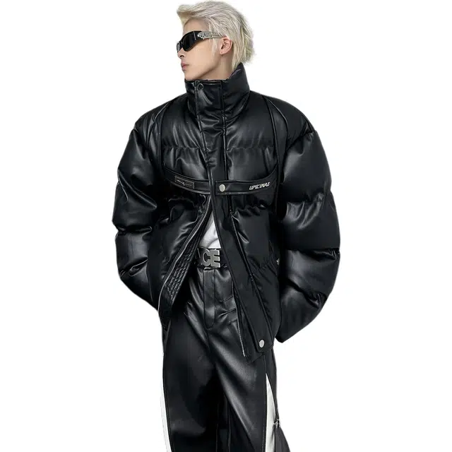 极限涡轮 美式高街风小众解构短款厚款保暖金属绑带设计感面包服百搭高街风格慵懒保暖棉服 男女同款