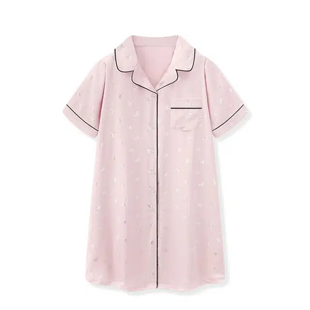 俏韵 翻领凉感短袖休闲甜美高级感家居服可外穿睡裙 女款