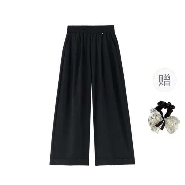 涂诗菲 时尚纯色简约百搭阔腿裤高腰宽松显瘦慵懒风直筒九分休闲裤 女款