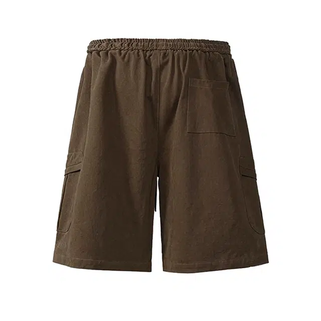 欧路得 复古工装五分裤美式大口袋百搭纯棉阔腿裤子休闲短裤 男款