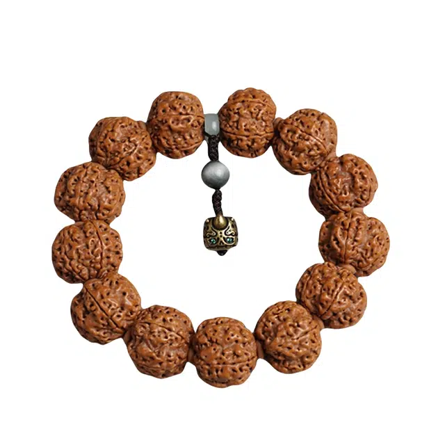 宣华意 新中式国潮盘玩五瓣精品原籽爆肉龙纹手持文玩#好运 金刚菩提 手串 男款