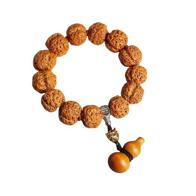 宣华意 新中式复古文玩四瓣爆肉原籽精品招财葫芦盘玩 金刚菩提 手串 男款