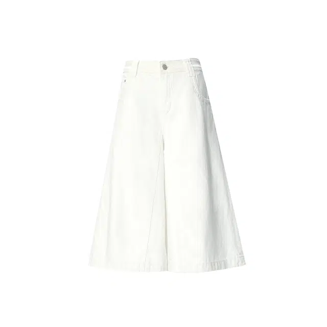 玫丝朵 美式复古百搭高腰宽松七分阔腿裤牛仔短裤 女款