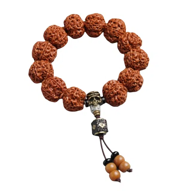 宣华意 五瓣盘玩佛珠手持文玩配饰原籽龙纹祥云 诸事顺遂 吉祥#好运 金刚菩提 手串 男款