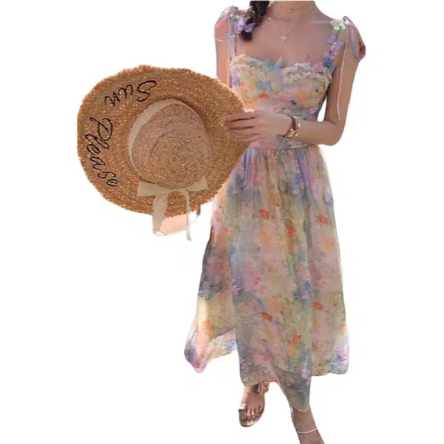 水中花 百搭气质简约舒适时尚吊带连衣裙 女款