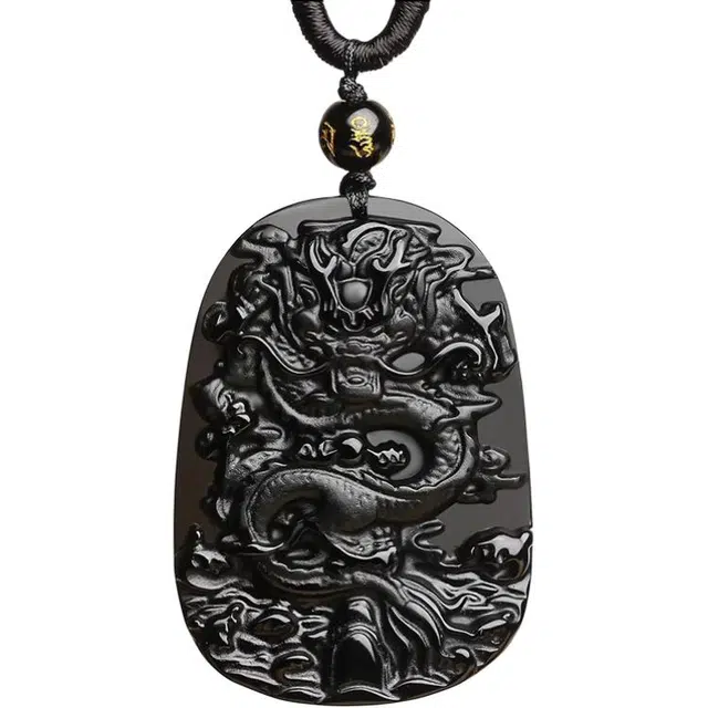子婳 霸气龙招财吸金龙王精美雕刻吉祥如意专属时尚潮流 黑曜石 吊坠 男女同款情侣款
