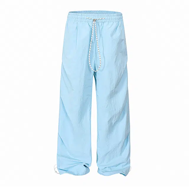 华夏儿女 美式时尚基础高级感纯色多巴胺系列冰丝凉感透气薄款宽松百搭褶皱垂感直筒休闲裤 男女同款