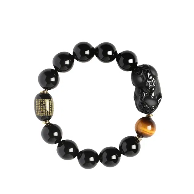 宣华意 貔貅招财 新中式时尚串珠转运珠文玩 财源滚滚 平安吉祥#好运 黑曜石 手串 男女同款情侣款