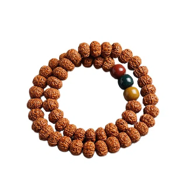 宣华意 复古民族风双圈盘玩手持佛珠文玩转运珠 平安喜乐 诸事顺利#好运 金刚菩提 手串 男女同款情侣款