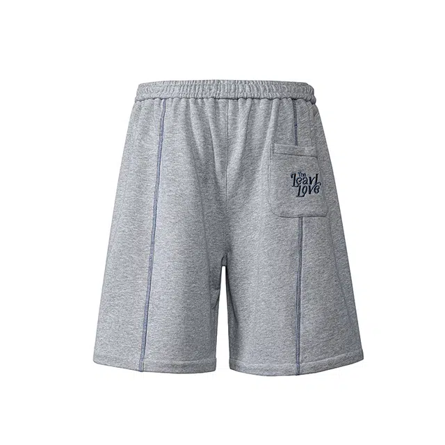 欧路得 美式条纹拼接设计感小众宽松中裤潮牌百搭运动五分裤休闲短裤 男款