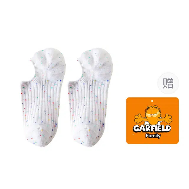 加菲猫家族 薄款防滑不掉跟抗菌消臭吸汗散热透气低帮浅口船袜 男女同款 礼袋组合装