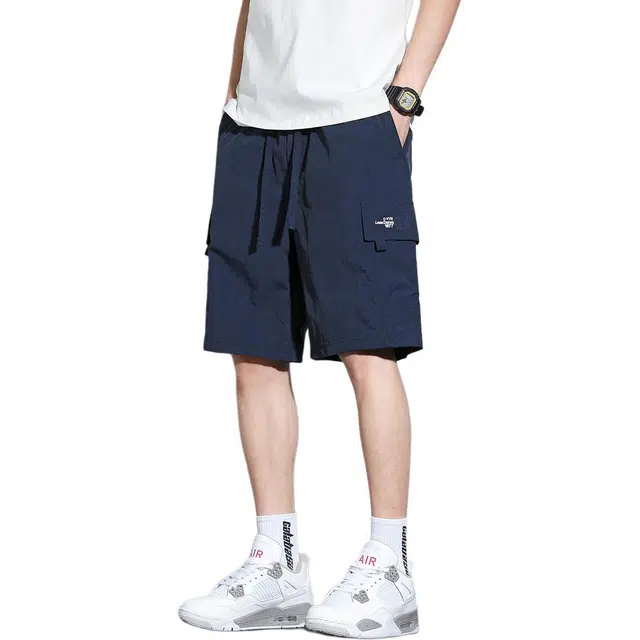 瑞梵帝斯 时尚薄款户外运动透气凉感百搭口袋装饰潮流宽松柔软舒适亲肤水洗直筒机能宽松五分休闲短裤 男款