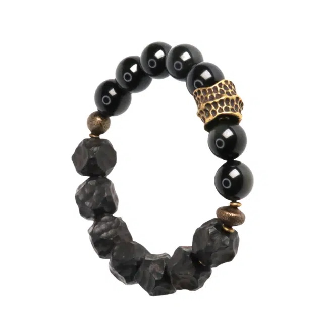 宣华意 新中式国潮手工复古潮流个性文玩 平安顺遂#好运 黑檀 手串 男女同款情侣款