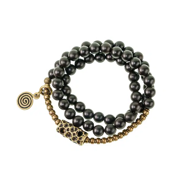 宣华意 小众设计复古文玩 个性多层 黑檀 手串 男女同款情侣款