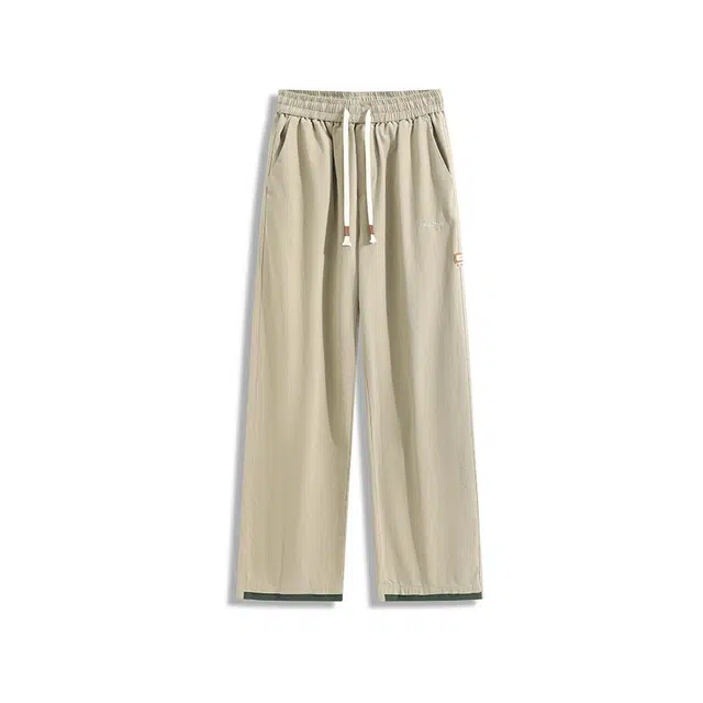 欧路得 卡其刺绣工装男夏季宽松阔腿裤垂感显瘦运动户外直筒裤休闲裤 男款