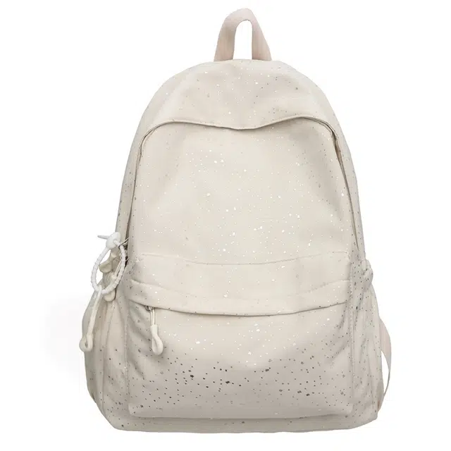 泰格奴 小清新休闲高颜值精美潮版韩版背包上课百搭书包 尼龙 双肩包 男女同款情侣款 米白色/黑色/粉红色/桔红色/绿色