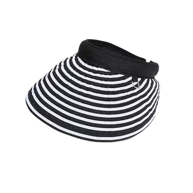 艾佳微 出游逛街韩版简约甜酷空顶帽条纹发箍帽可折叠户外太阳帽 涤纶（聚酯纤维） 防晒帽 女款