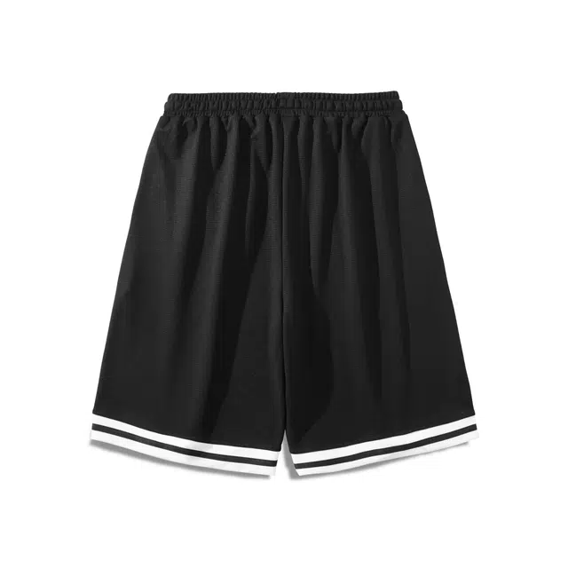 萌芽熊 美式复古条纹基础可爱小狗字母印花系带宽松时尚日常百搭休闲短裤 男女同款