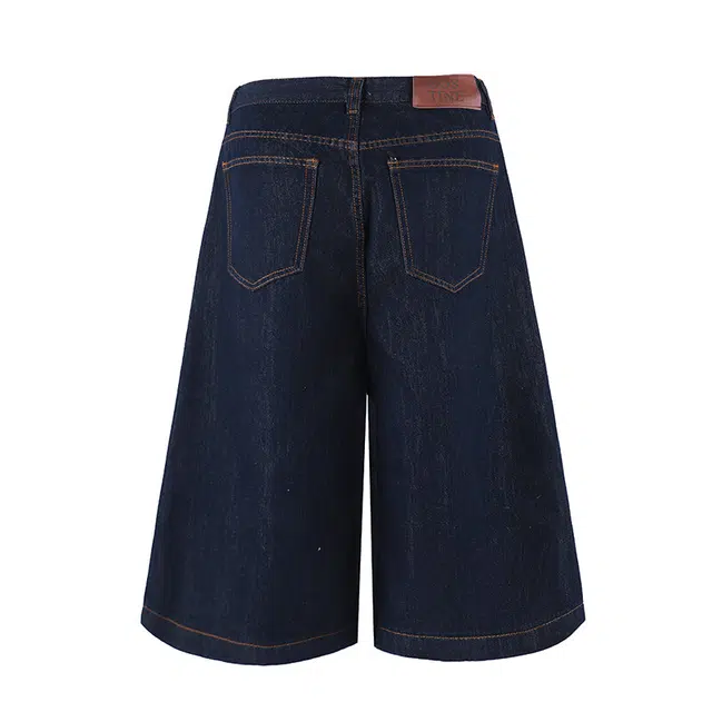 拓菲 美式复古七分薄款直筒宽松阔腿牛仔短裤 男女同款