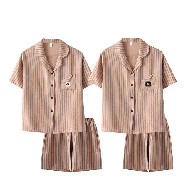 俏韵 简约慵懒风开衫短袖休闲家居服可外穿睡衣套装 男女同款