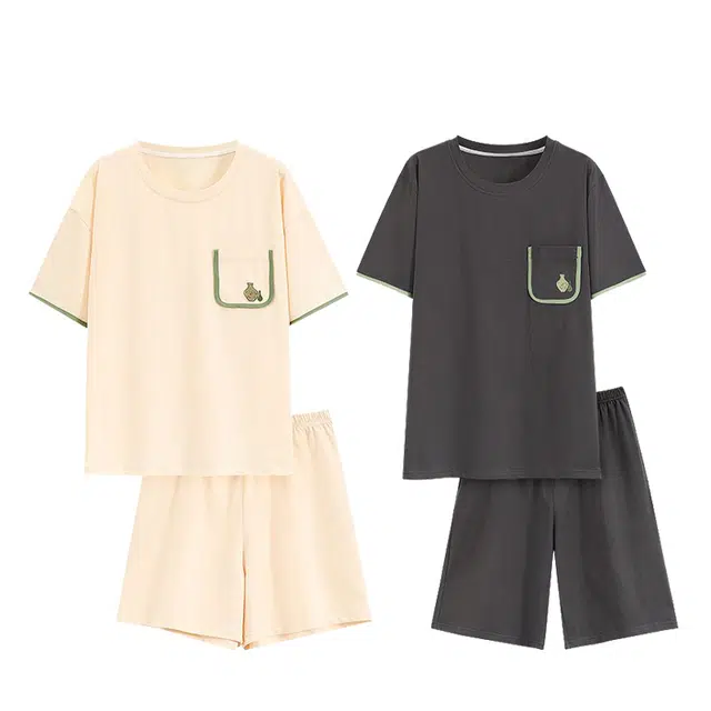 俏韵 抗菌短袖短裤薄款休闲家居服睡衣套装 男女同款
