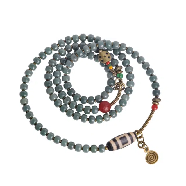 宣华意 复古多层文玩佛珠手链个性文艺民族风#好运 菩提根 手串 男女同款情侣款