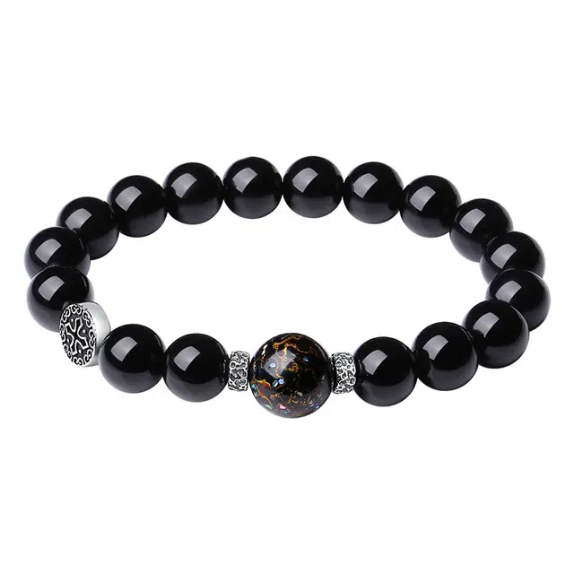 宣华意 新中式复古小众高级感 转运珠#好运 黑曜石 手串 男款