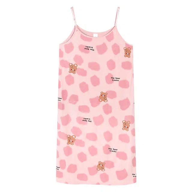 莫代尔 慵懒宽松显瘦轻盈透气圆领套头个性舒适柔软无袖亲肤细腻带胸垫防凸点家居裙吊带裙可外穿睡裙 女款