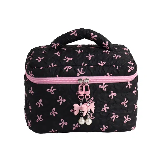 馨枕居 蝴蝶结化妆包大容量高级感手拿包女美甲手提包化妆品收纳包袋