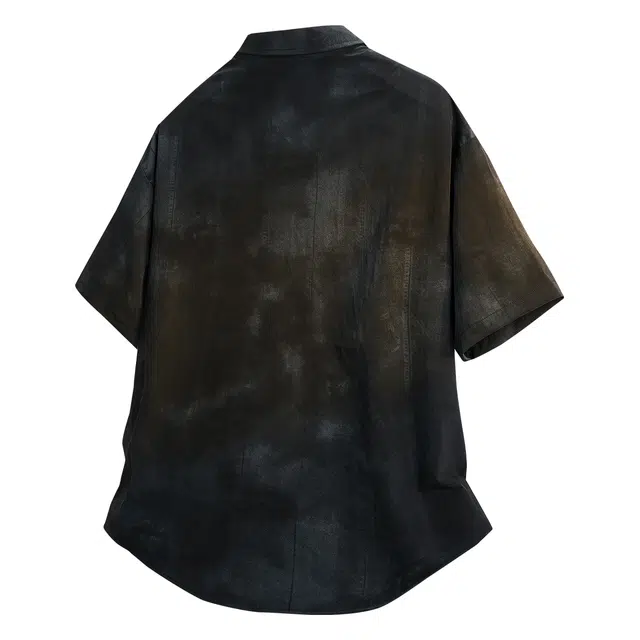 依文 开学季百搭学院风美式字母签名印花短袖外套设计感褶皱宽松休闲舒适透气冰感翻领短袖衬衫 男女同款