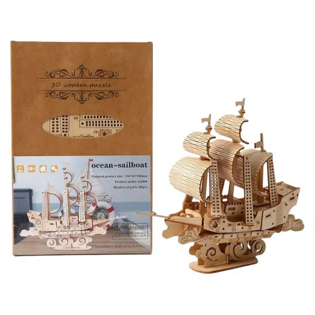 格薇拉 海洋帆船 手工制作木质立体拼图 拼装模型